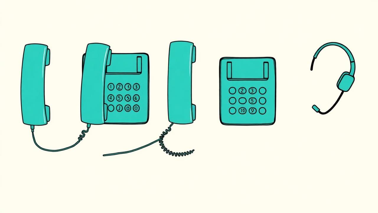 Illustration of five parallel phone lines connecting to one headset